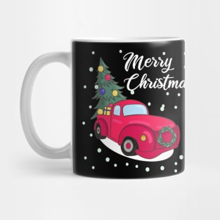 Merry Christmas Retro Vintage Red Truck Mug